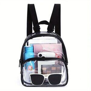 Clear - Transparent Small Backpack With Black Straps -Security Approved - NWT